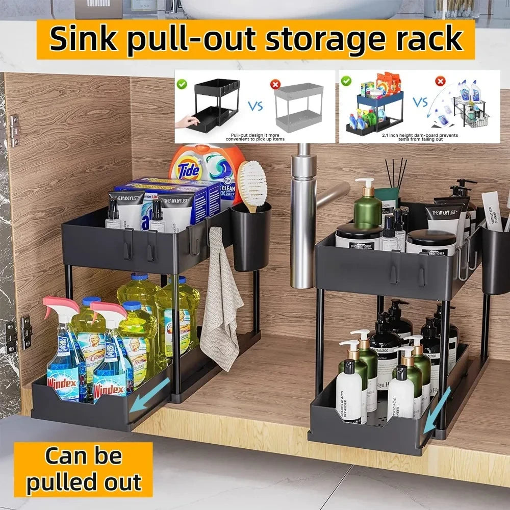 2-Tier Sliding Under-Sink Organizer